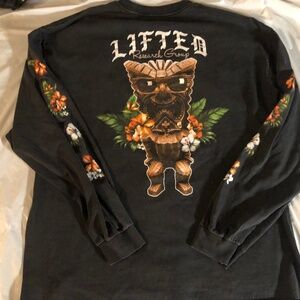 LRG Lifted Research Group Men T-Shirt XL Black Floral Hawaiian Totem Tee